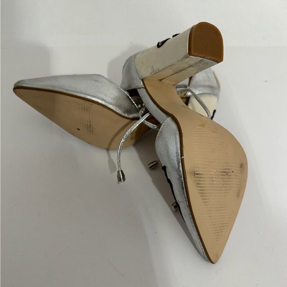 Cape Robbin Metallic Silver Block Heel Patches Flamingo Rainbow Sandals Size 8 - Picture 6 of 13